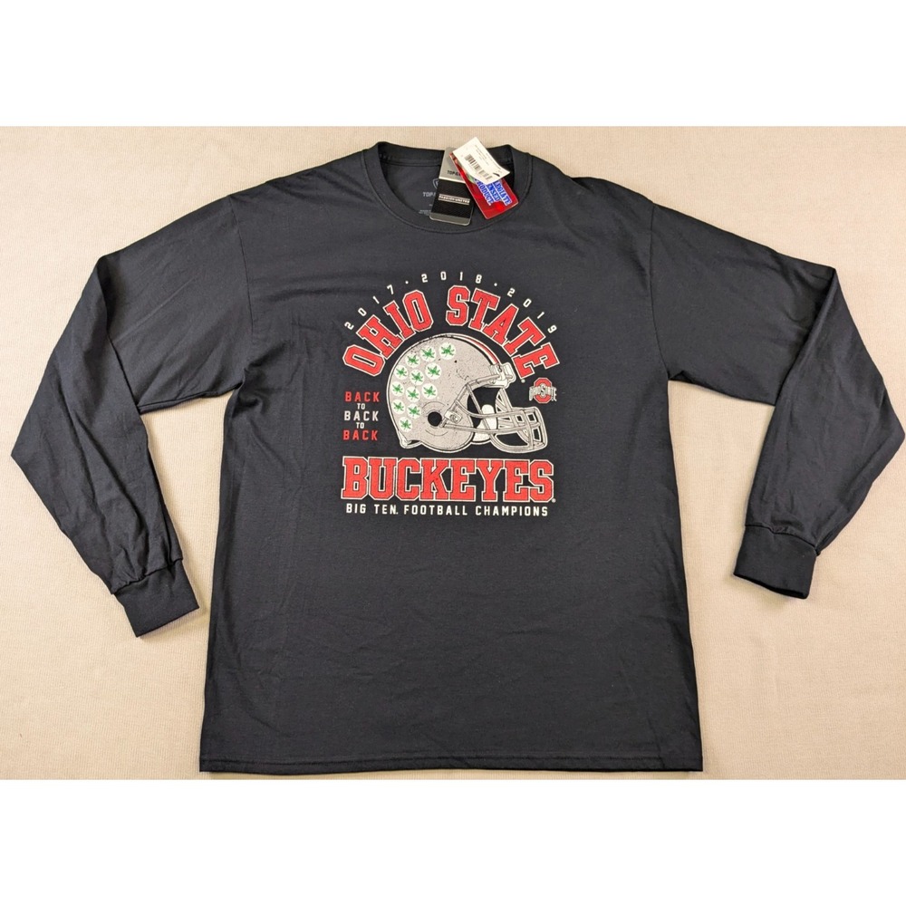 Ohio State Buckeyes Shirt Mens Large Black Football Long Sleeve New Champions